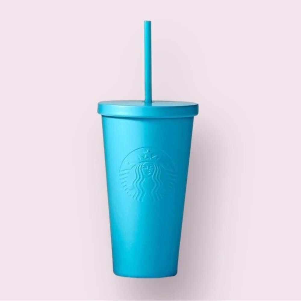 Starbucks | Matte Blue Grande Tumblr and Silver Straw